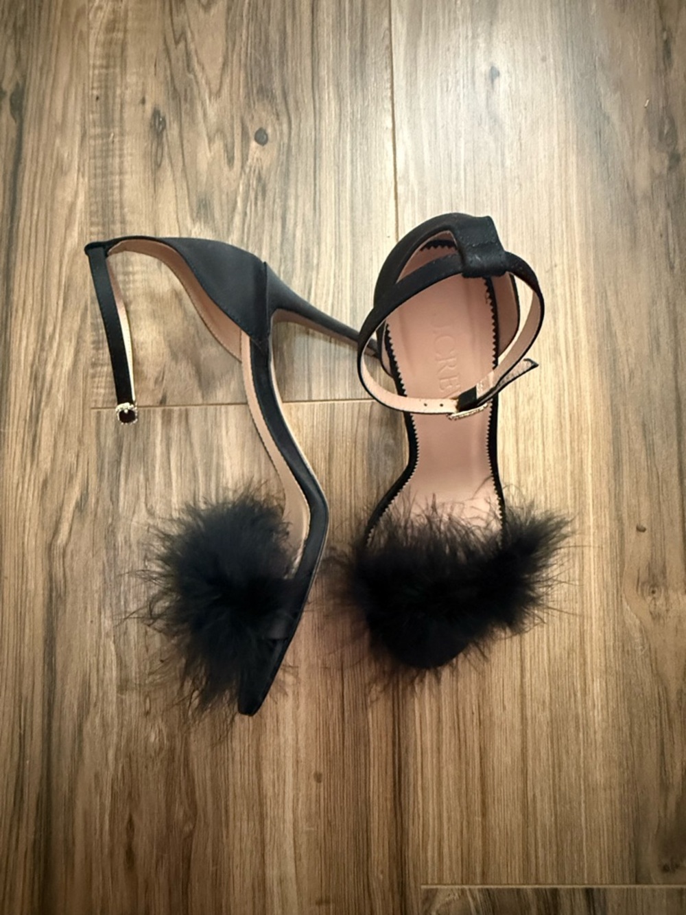 J.Crew Black Feather-Trim Stiletto Sandals - Women